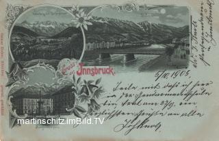 3 Bild Litho - Mondscheinkarte - Innsbruck - Innsbruck-Stadt - alte historische Fotos Ansichten Bilder Aufnahmen Ansichtskarten 