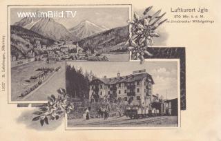 2 Bild Litho Karte - Luftkurort Igls - Innsbruck-Stadt - alte historische Fotos Ansichten Bilder Aufnahmen Ansichtskarten 