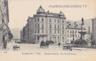 Innsbruck, Margarethenplatz und Rudolfsstraße - Innsbruck-Stadt - alte historische Fotos Ansichten Bilder Aufnahmen Ansichtskarten 