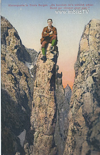 Kletterpartie in Tirol - Innsbruck-Stadt - alte historische Fotos Ansichten Bilder Aufnahmen Ansichtskarten 