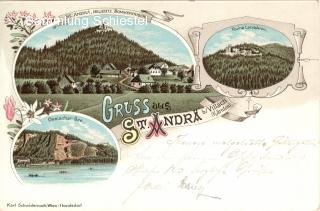 Gruß aus St. Andrä mit Ossiacher See und Landskron - St. Andrä - alte historische Fotos Ansichten Bilder Aufnahmen Ansichtskarten 