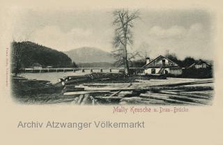 Völkermarkt, Mully Keusche und Draubrücke - Kärnten - alte historische Fotos Ansichten Bilder Aufnahmen Ansichtskarten 