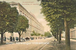 Klagenfurt, Bahnhofstrasse mit Tabak Fabrik - Klagenfurt am Wörthersee - alte historische Fotos Ansichten Bilder Aufnahmen Ansichtskarten 