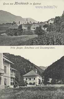 Kirchbach  Villa Berger, Schulhaus, Saussengraben - Hermagor - alte historische Fotos Ansichten Bilder Aufnahmen Ansichtskarten 