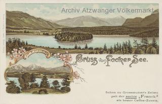 2 Bild Litho Karte Faakersee - Villach - alte historische Fotos Ansichten Bilder Aufnahmen Ansichtskarten 