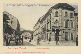 Villach Südbahnstrasse mit Südbahnhof - Europa - alte historische Fotos Ansichten Bilder Aufnahmen Ansichtskarten 