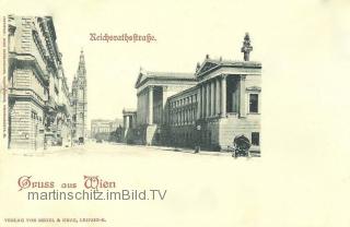 Wien, Reichsratsstraße mit Reichsratsgebäude - Wien - alte historische Fotos Ansichten Bilder Aufnahmen Ansichtskarten 