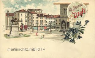 2 Bild Litho Karte - Udine Piazz Vittorio Emanuele - Udine - alte historische Fotos Ansichten Bilder Aufnahmen Ansichtskarten 