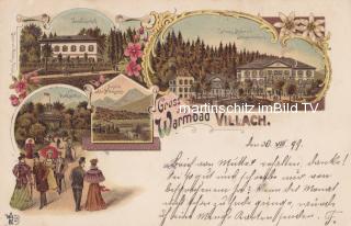 4 Bild Litho Karte - Warmad Villach - alte historische Fotos Ansichten Bilder Aufnahmen Ansichtskarten 
