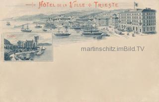 2 Bild Litho Karte - Triest - Triest - alte historische Fotos Ansichten Bilder Aufnahmen Ansichtskarten 