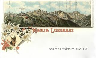 2 bild Litho Karte - Maria Luschari - Italien - alte historische Fotos Ansichten Bilder Aufnahmen Ansichtskarten 