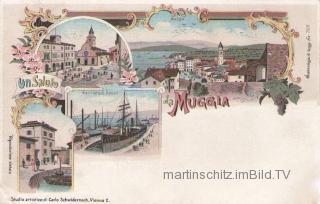 4 Bild Litho Karte - Muggia - Italien - alte historische Fotos Ansichten Bilder Aufnahmen Ansichtskarten 