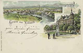 Villach - Hans Gasser Platz - alte historische Fotos Ansichten Bilder Aufnahmen Ansichtskarten 