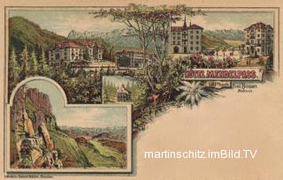 4 Bild Litho Karte - Bozen, Hotel Mendelpass - Italien - alte historische Fotos Ansichten Bilder Aufnahmen Ansichtskarten 