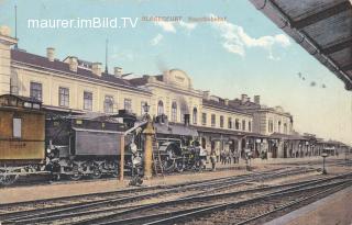 Bahnhof mit Lokomotive - Klagenfurt am Wörthersee - alte historische Fotos Ansichten Bilder Aufnahmen Ansichtskarten 