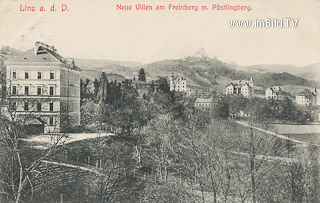 Neue Villen Freinberg mit Pöstlingberg - Linz - alte historische Fotos Ansichten Bilder Aufnahmen Ansichtskarten 
