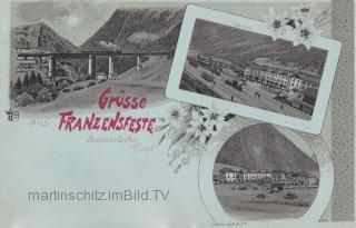 3 Bild Litho - Mondscheinkarte - Franzensfeste - Trentino Südtirol - alte historische Fotos Ansichten Bilder Aufnahmen Ansichtskarten 