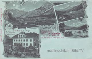 4 Bild Litho - Mondscheinkarte - St. Valentin  - Trentino Südtirol - alte historische Fotos Ansichten Bilder Aufnahmen Ansichtskarten 