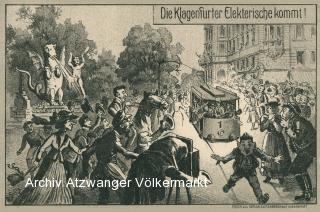 Die Klagenfurter Elektrische kommt - Klagenfurt am Wörthersee - alte historische Fotos Ansichten Bilder Aufnahmen Ansichtskarten 