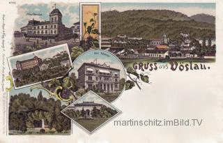 6 Bild Litho Karte - Vöslau - Baden - alte historische Fotos Ansichten Bilder Aufnahmen Ansichtskarten 