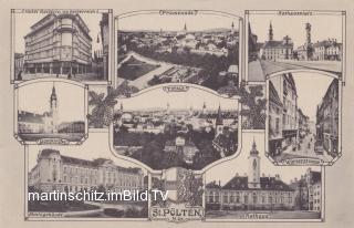 9 Bild Litho Karte St. Pölten - Niederösterreich - alte historische Fotos Ansichten Bilder Aufnahmen Ansichtskarten 