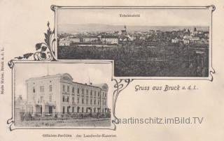 2 Bild Litho Karte - Bruck an der Leither  - Niederösterreich - alte historische Fotos Ansichten Bilder Aufnahmen Ansichtskarten 