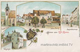 4 Bild Litho Karte - Krems - Krems an der Donau(Stadt) - alte historische Fotos Ansichten Bilder Aufnahmen Ansichtskarten 