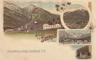 4 Bild Litho Karte - Seefeld - Tirol - alte historische Fotos Ansichten Bilder Aufnahmen Ansichtskarten 