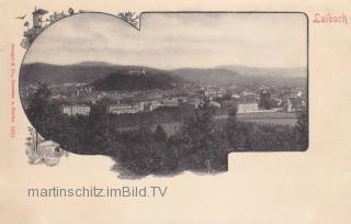 Laibach, Stadtansicht mit  Burg - Zentralslowenien (Osrednjeslovenska) - alte historische Fotos Ansichten Bilder Aufnahmen Ansichtskarten 