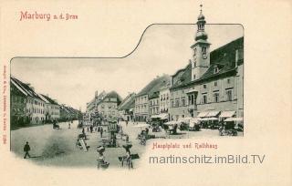 Marburg an der Drau, Hauptplatz und Rathaus - Draugegend (Podravska) - alte historische Fotos Ansichten Bilder Aufnahmen Ansichtskarten 