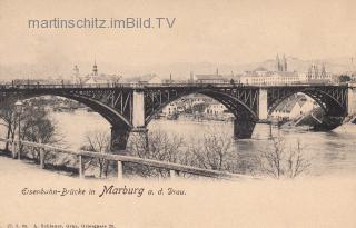 Marburg, Eisenbahnbrücke - Draugegend (Podravska) - alte historische Fotos Ansichten Bilder Aufnahmen Ansichtskarten 
