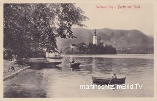 Veldeser See mit Insel - Slowenien - alte historische Fotos Ansichten Bilder Aufnahmen Ansichtskarten 
