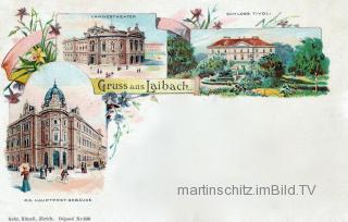3 Bild Litho Karte -  Laibach - Slowenien - alte historische Fotos Ansichten Bilder Aufnahmen Ansichtskarten 