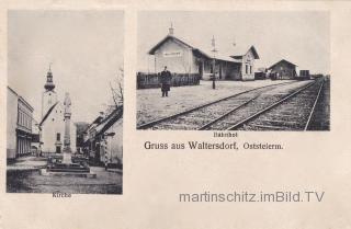 2 Bild Karte - Waltersdorf, Bahnhof - Hartberg - alte historische Fotos Ansichten Bilder Aufnahmen Ansichtskarten 