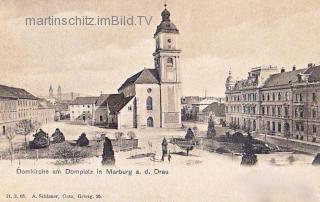 Marburg an der Drau, Domkirche am Domplatz - Slowenien - alte historische Fotos Ansichten Bilder Aufnahmen Ansichtskarten 