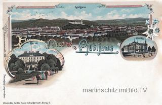 3 Bild Litho Karte -  Laibach - Slowenien - alte historische Fotos Ansichten Bilder Aufnahmen Ansichtskarten 
