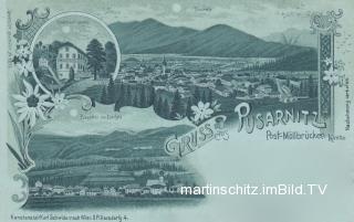 3 Bild Litho - Mondscheinkarte - Pusarnitz - Kärnten - alte historische Fotos Ansichten Bilder Aufnahmen Ansichtskarten 