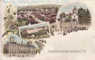 4 Bild Litho Karte - Eisenstadt - alte historische Fotos Ansichten Bilder Aufnahmen Ansichtskarten 