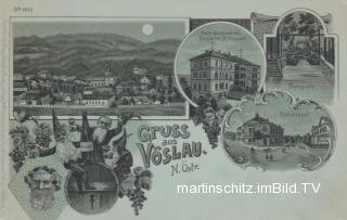 5 Bild Litho - Mondscheinkarte - Vöslau - Niederösterreich - alte historische Fotos Ansichten Bilder Aufnahmen Ansichtskarten 