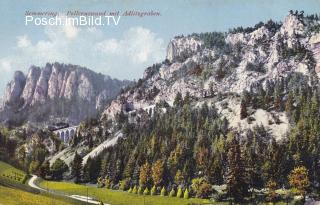 Semmeringbahn, Polleruswand mit Adlitzgraben - Niederösterreich - alte historische Fotos Ansichten Bilder Aufnahmen Ansichtskarten 