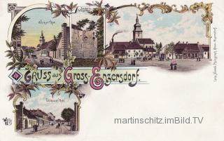 4 Bild Litho Karte - Groß Enzersdorf - Gänserndorf - alte historische Fotos Ansichten Bilder Aufnahmen Ansichtskarten 