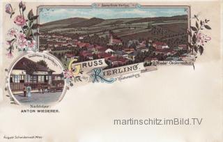 2 Bild Litho Karte - Kierling - Wien-Umgebung - alte historische Fotos Ansichten Bilder Aufnahmen Ansichtskarten 