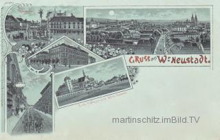 5 Bild Litho - Mondscheinkarte - Wiener Neustadt - Niederösterreich - alte historische Fotos Ansichten Bilder Aufnahmen Ansichtskarten 
