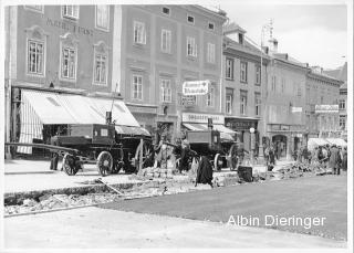 Hauptplatz Straßenerneuerung - Villach - alte historische Fotos Ansichten Bilder Aufnahmen Ansichtskarten 