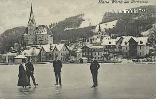 Wörthersee - Eislaufen - Klagenfurt Land - alte historische Fotos Ansichten Bilder Aufnahmen Ansichtskarten 