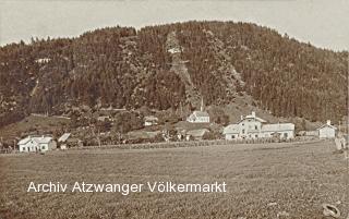 Ledenitzen, Ortsansicht mit Bahnhof und Kirche - alte historische Fotos Ansichten Bilder Aufnahmen Ansichtskarten 