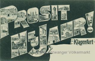 Klagenfurt Neujahrskarte - alte historische Fotos Ansichten Bilder Aufnahmen Ansichtskarten 