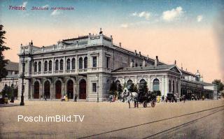 Triest, Bahnhof Meridionale  (Hauptbahnhof) - Italien - alte historische Fotos Ansichten Bilder Aufnahmen Ansichtskarten 