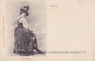 Tracht einer Pustertalerin - Bruneck / Brunico (Bornech, Burnech) - alte historische Fotos Ansichten Bilder Aufnahmen Ansichtskarten 