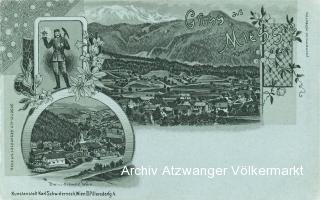 3 Bild Litho Mondscheinkarte - Miess - Mießdorf / Mežica - alte historische Fotos Ansichten Bilder Aufnahmen Ansichtskarten 